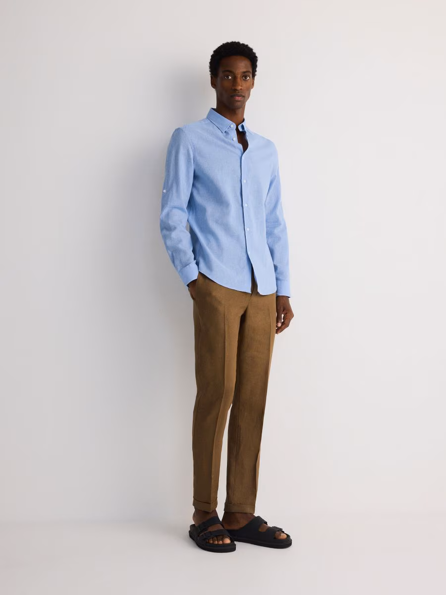 Regular Fit Shirt With Linen Blend