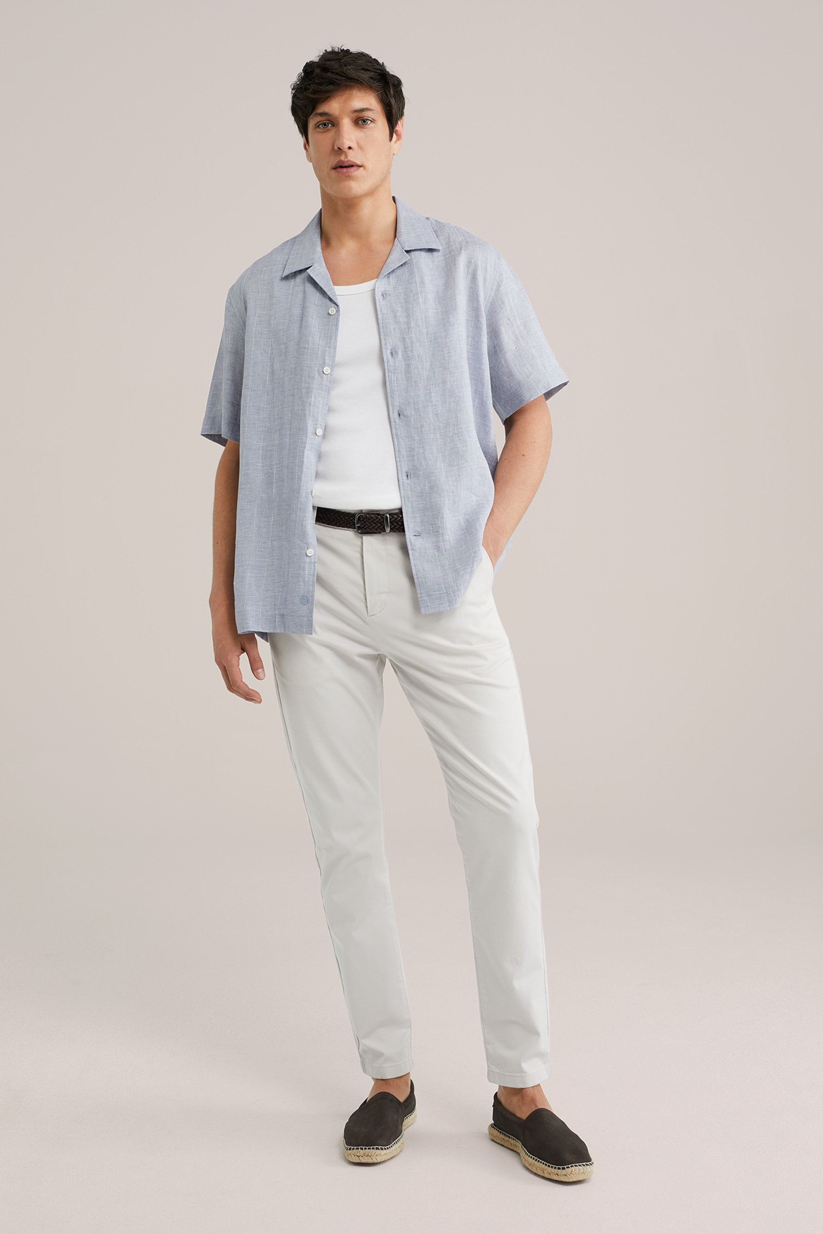 Heren Easy-care regular fit overhemd van linnen