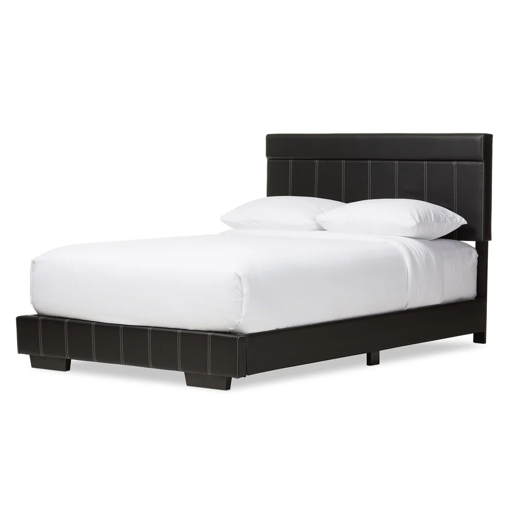 Baxton Studio Sousanna Modern and Contemporary Full Size Black Faux Leather Platform Bed