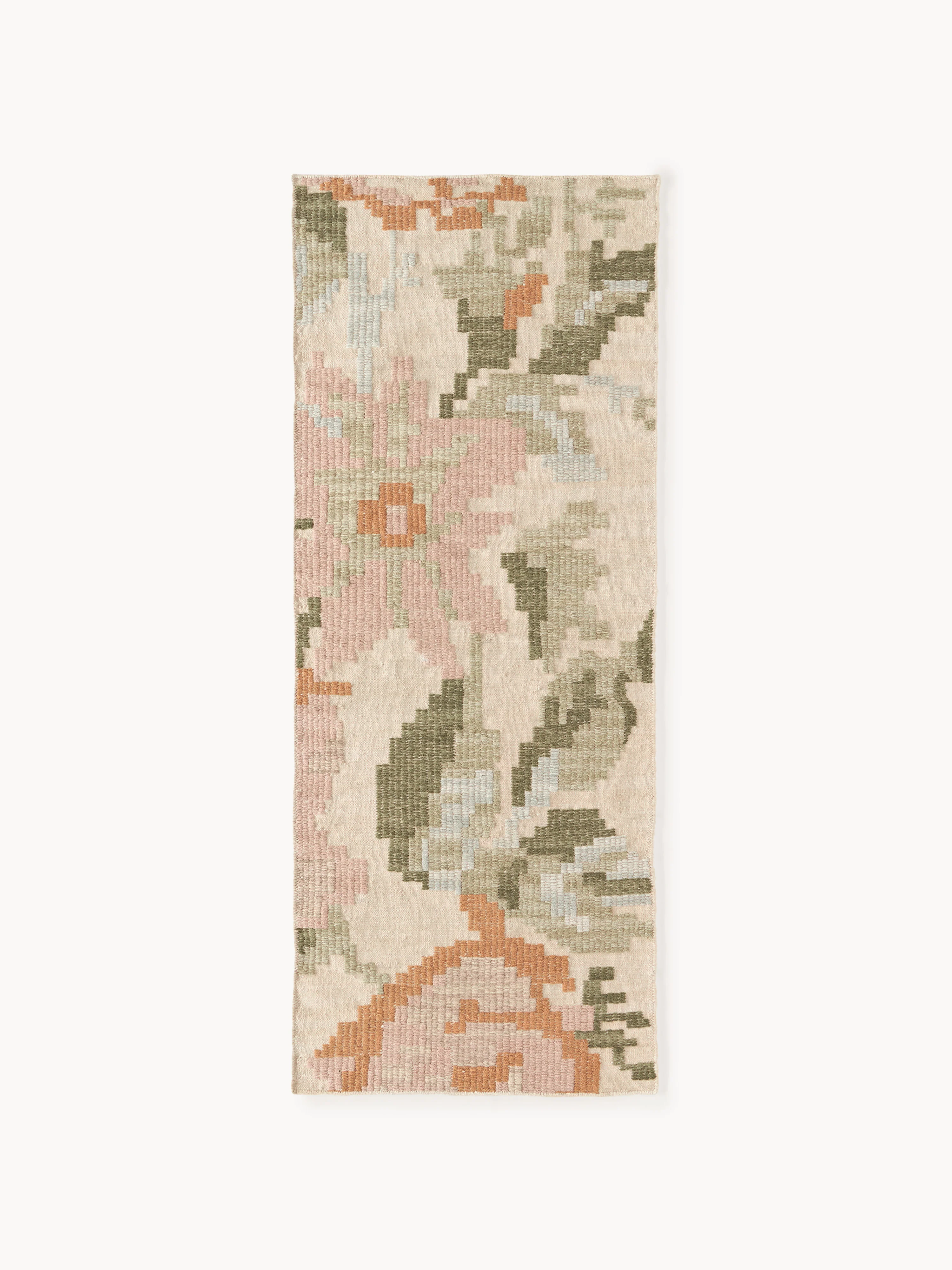 Woll-Läufer Rosha mit gesticktem Blumenmuster