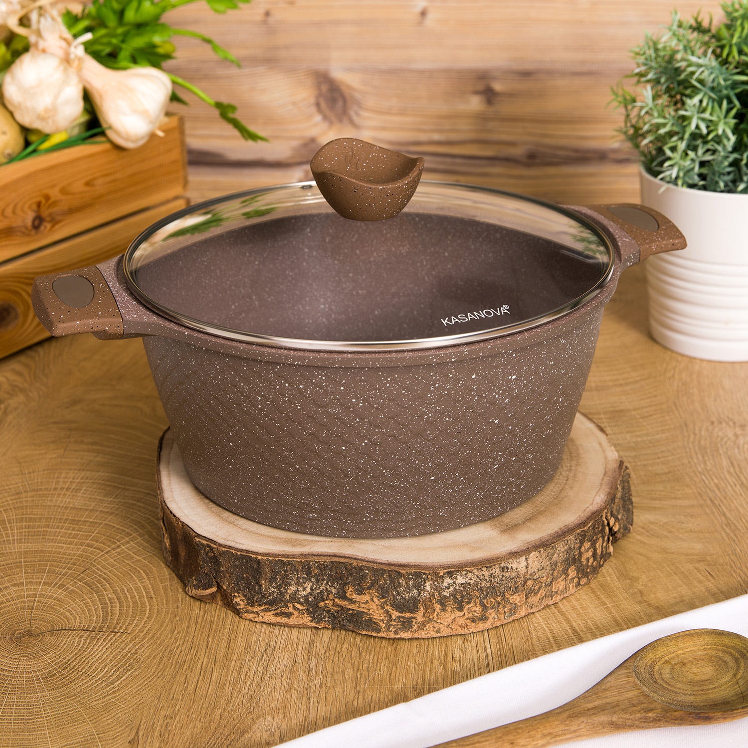 Casseruola 28 cm antiaderente 0 grassi con coperchio