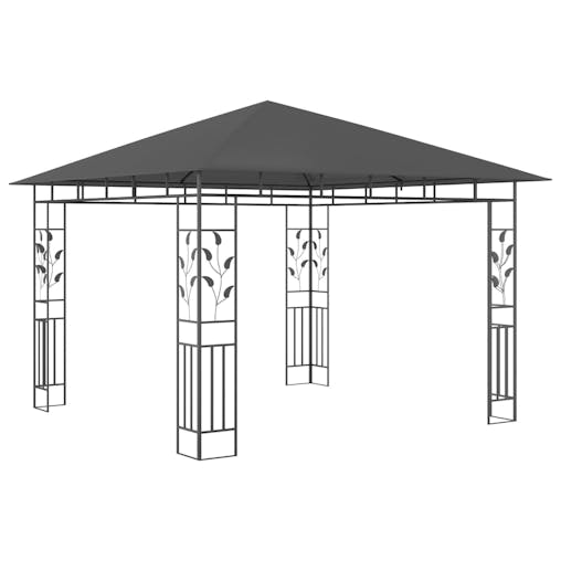 NNEVL Gazebo with Mosquito Net 3x3x2.73 m Anthracite 180 g/m&sup2;