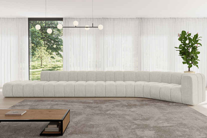 Narożnik prawostronny modułowy Tilmo-L3 - 581x194x70 cm Kremowy