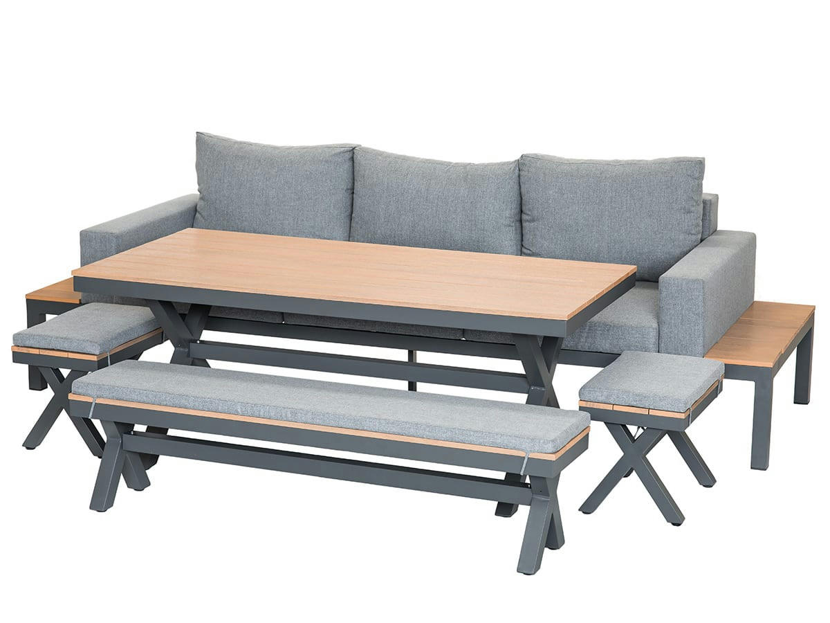 - Salon bas détente/repas de 8 places aluminium naturel