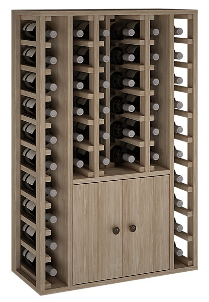 Meuble Range Bouteille de vin Série Godello en Chêne massif 44 bouteilles avec cabinet inférieur