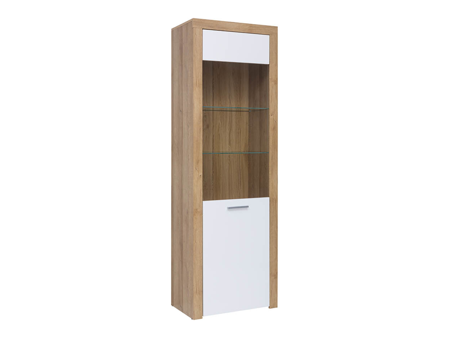Witryna Balder 62 cm z drzwiami dąb riviera/biały połysk
