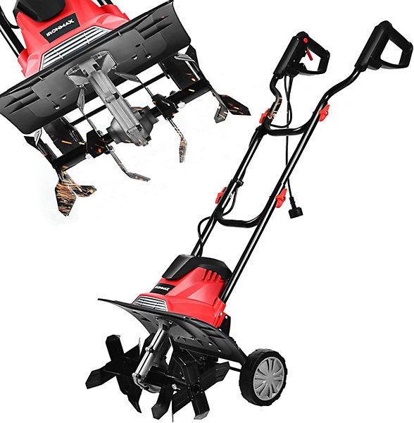 Motobineuse Electrique 1200W Largeur 35 cm avec 4 Lames Robustes et Profondeur 22 cm pour Petits et Moyens Jardins