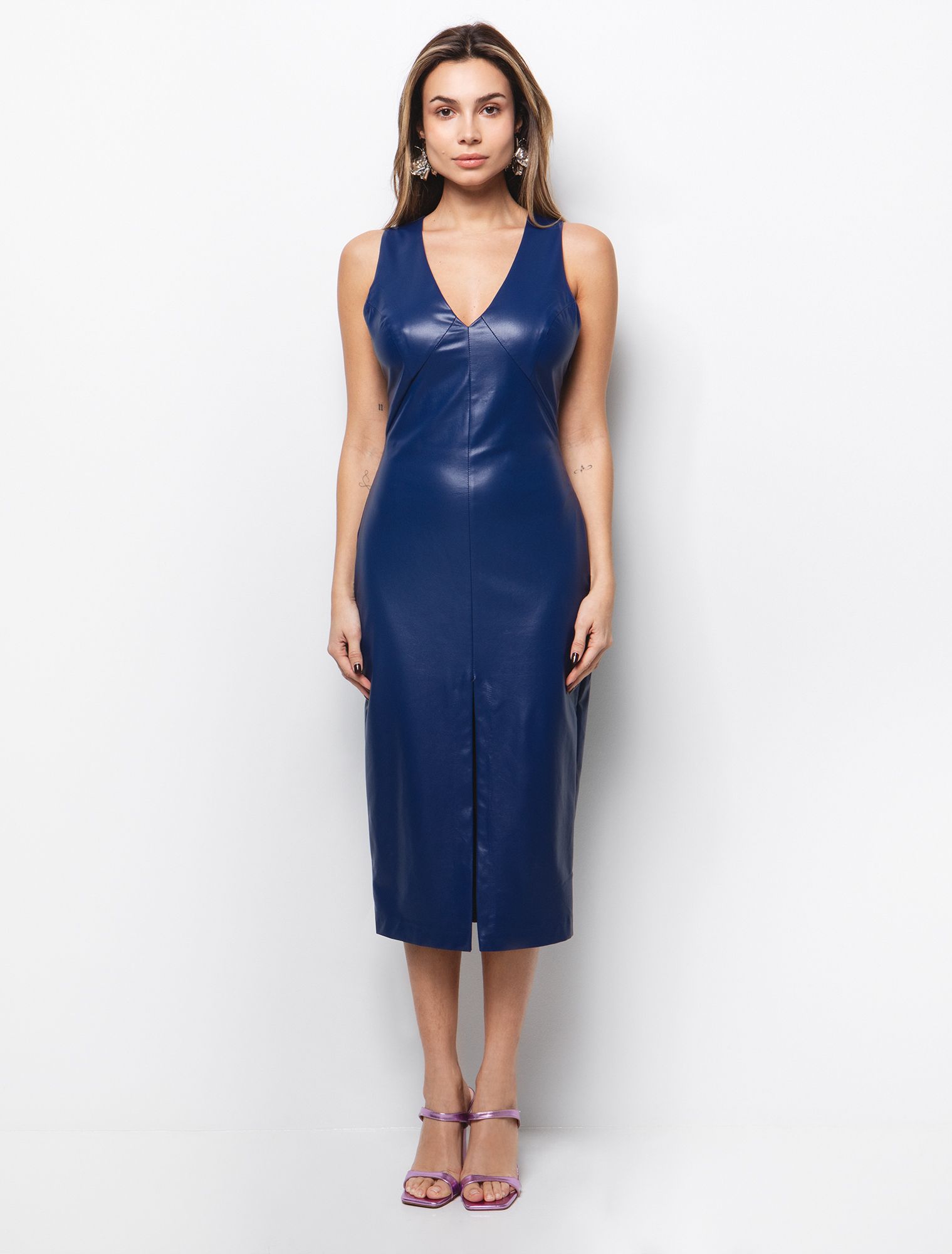 Δερματίνη φόρεμα με σκίσιμο