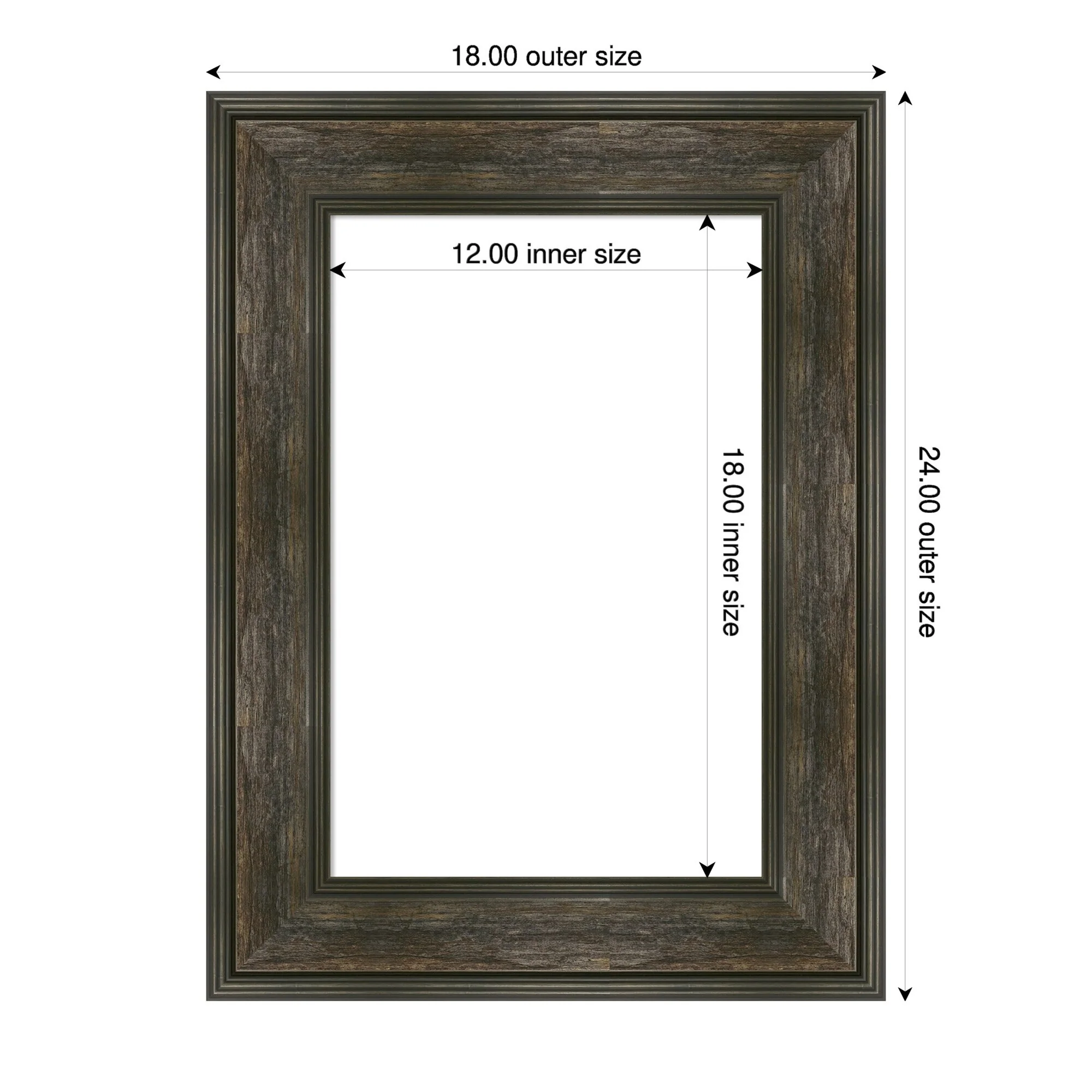 Amanti Art Rail Rustic Char Framed Dry Erase Magnetic Board