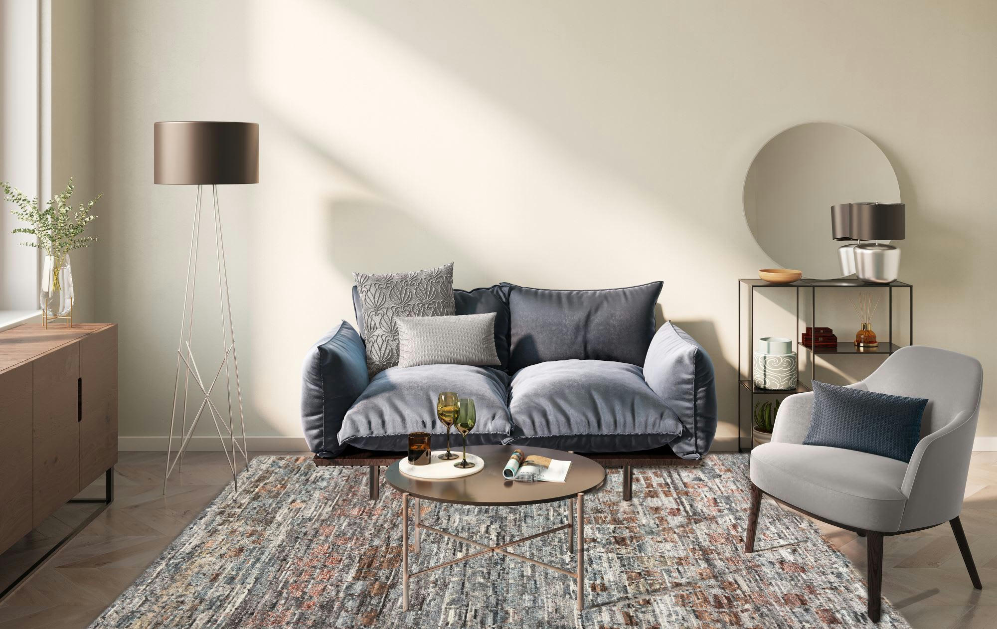 LHASA - Tapis de luxe noué main en laine multicolore 250x300 cm