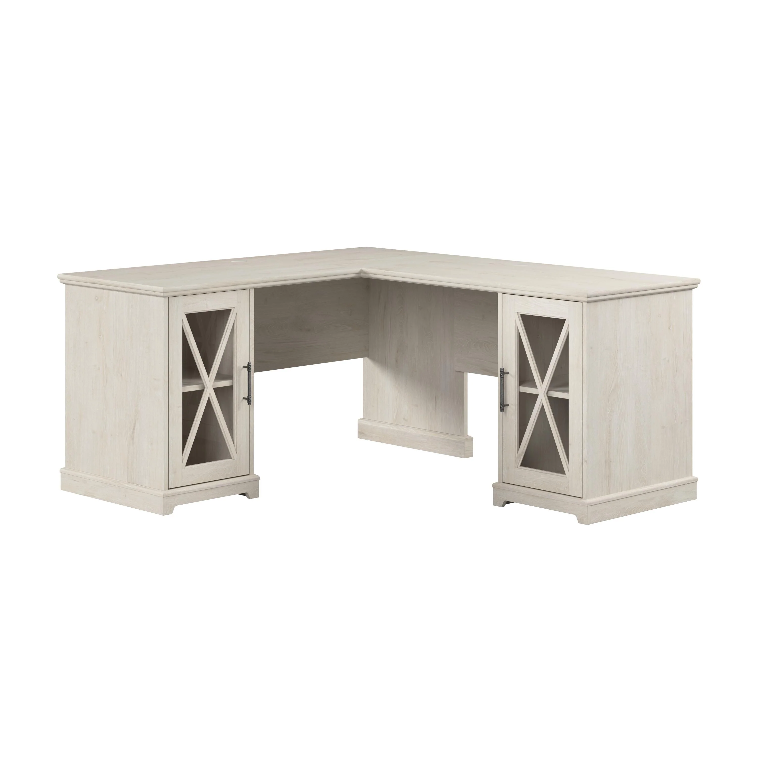 Lennox Farmhouse L Shaped Desk with Storage Cabinets by Bush Furniture