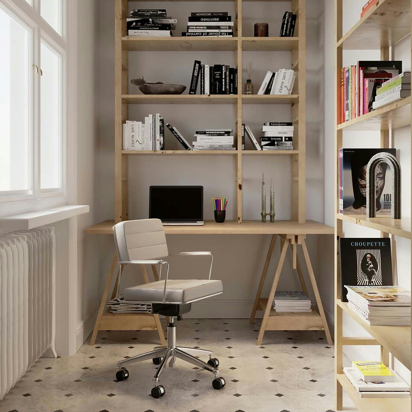 DOTTORE - Chaise de bureau réglable à roulettes grise et acier chromé