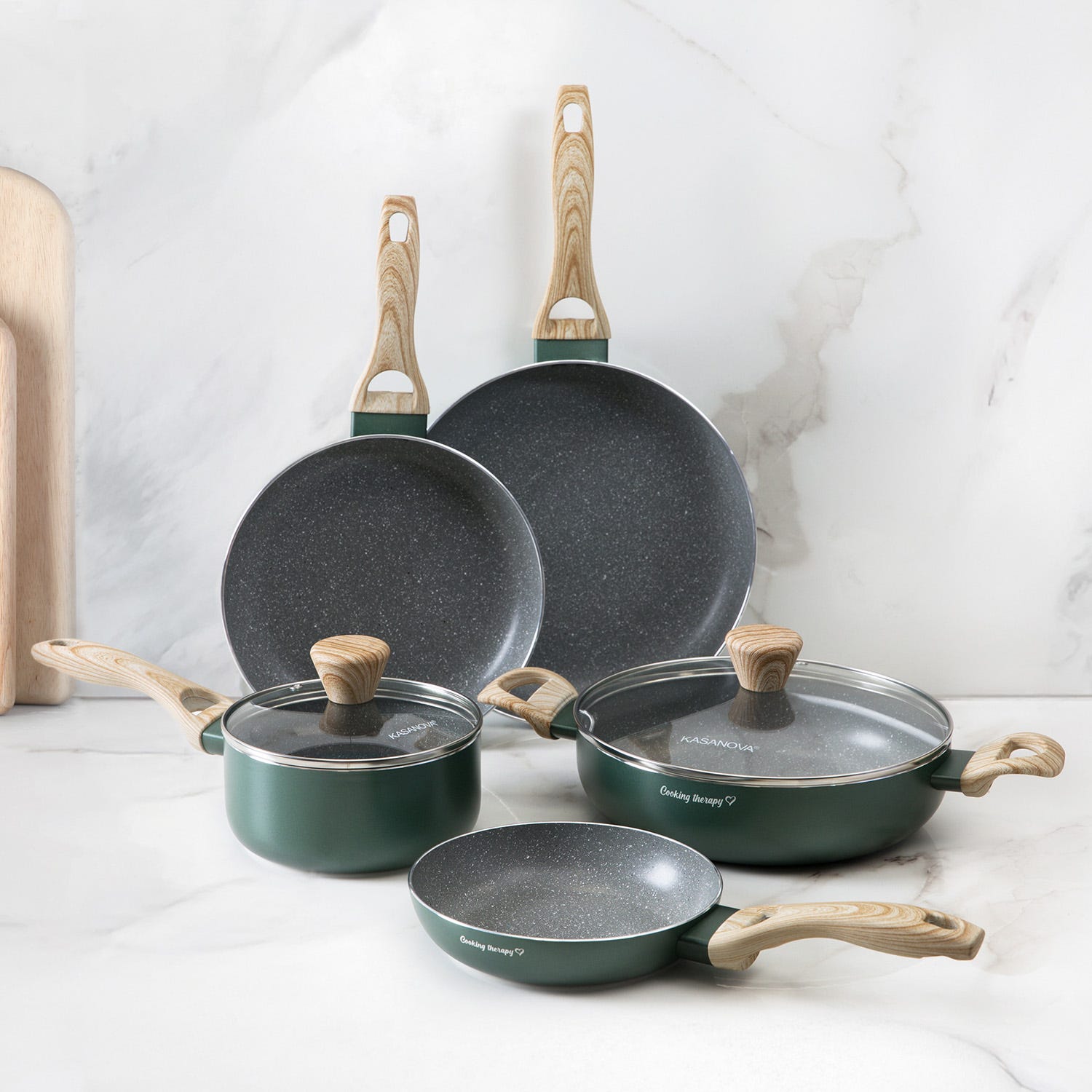 Batteria pentole 7 pezzi verde Cooking Therapy
