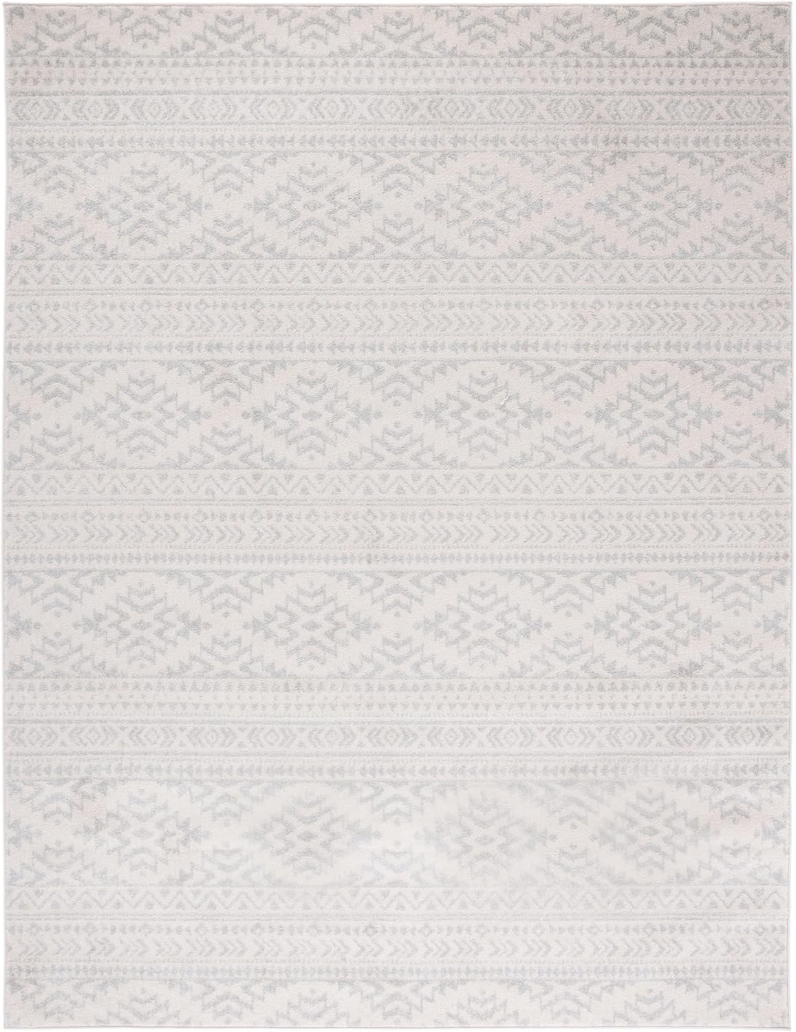 SAFAVIEH Area Rug 10x13 - Tulum Collection - Large - Ivory & Light Grey, Moroccan Boho Tribal Design, Non-Shedding & Easy to Clean, Ideal for Living Room, Bedroom, Dining Space (TUL272G)