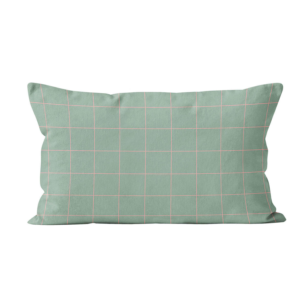 - Coussin à carreaux velours vert rose 40x67cm