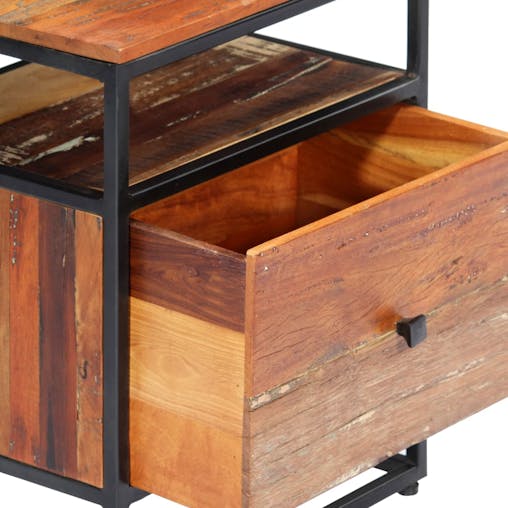 NNEVL Bedside Cabinet 40x30x50 cm Solid Reclaimed Wood and Steel