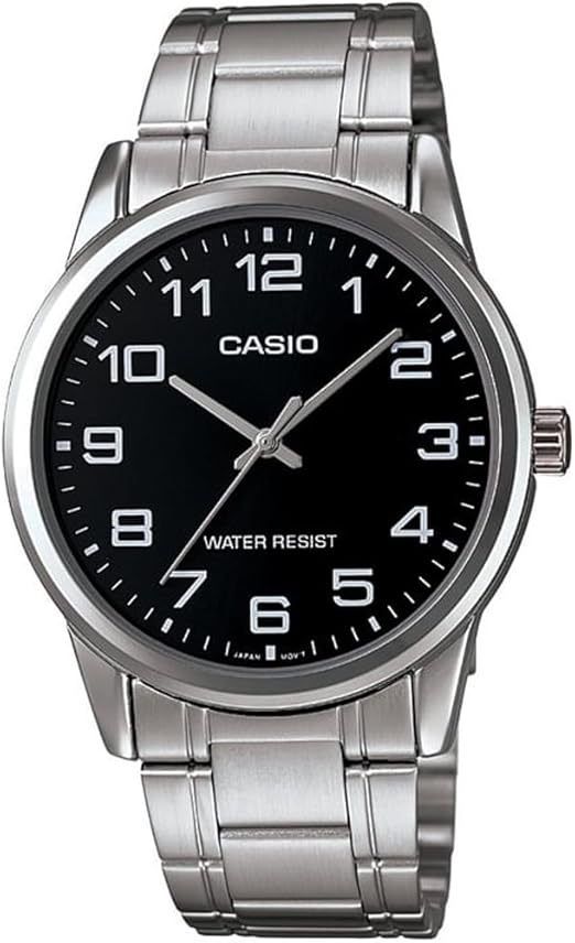 Casio #MTP-V001D-1B Men's Standard Stainless Steel Easy Reader Black Dial Watch