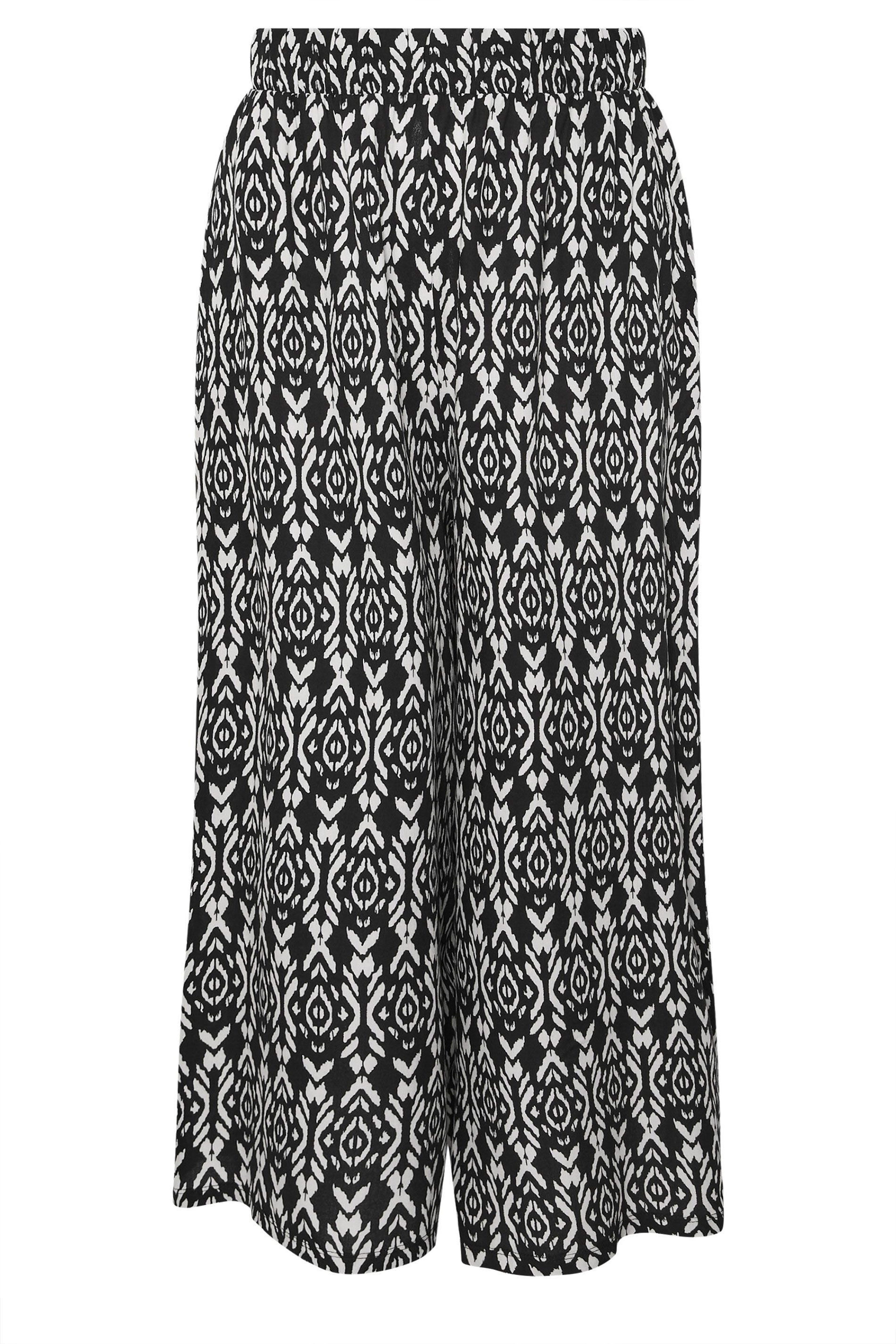 Yours Abstract Print Textured Wide Leg Trousers
