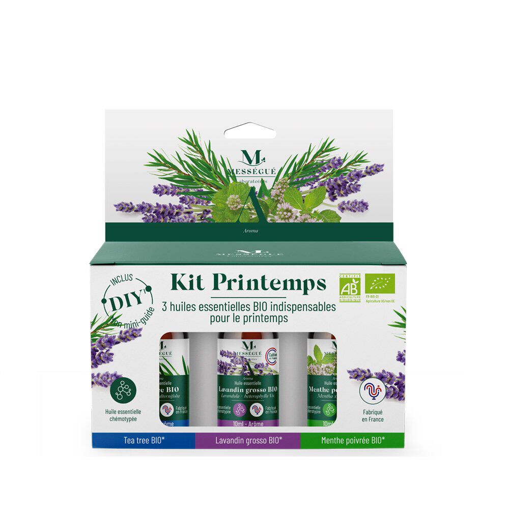 Huiles essentielles bio x3 kit printemps Mességué tea tree lavandin menthe 3x10ml