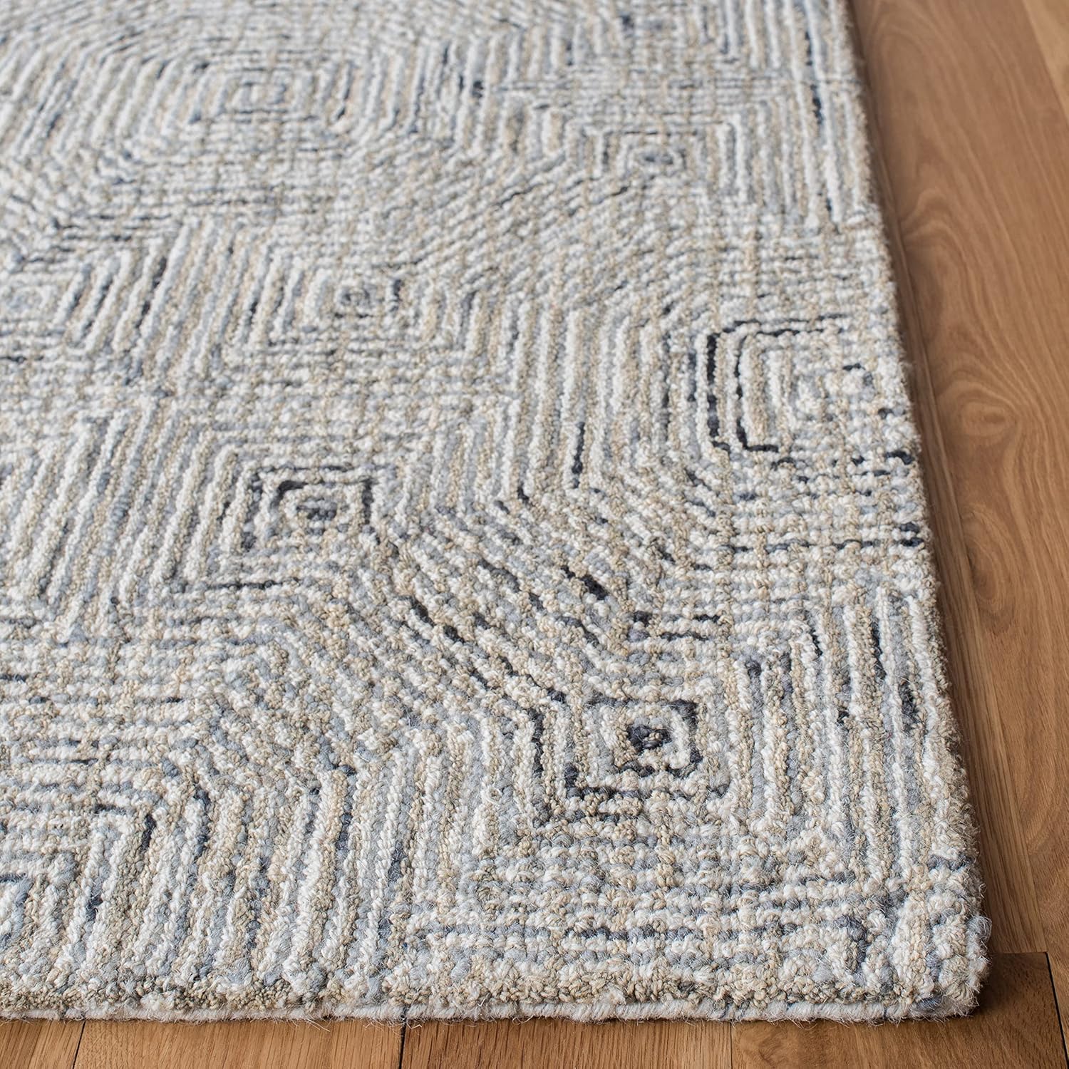 SAFAVIEH Aspen Collection Area Rug - 9' x 12', Grey & Beige, Handmade Boho Wool, Ideal for High Traffic Areas in Living Room, Bedroom (APN286F)