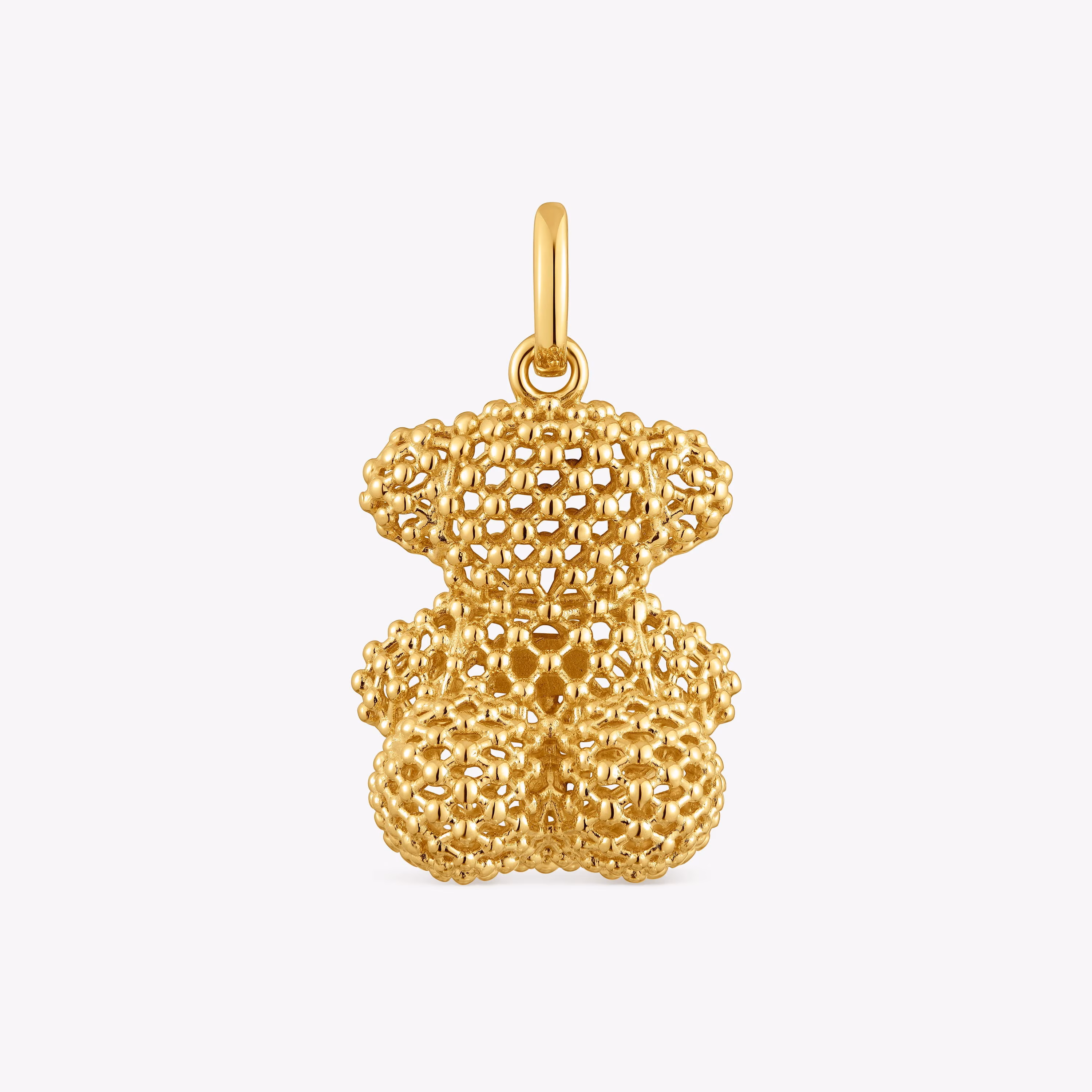 Colgante oso mediano texturizado con baño de oro 18 kt sobre plata 22 mm Bold Bear