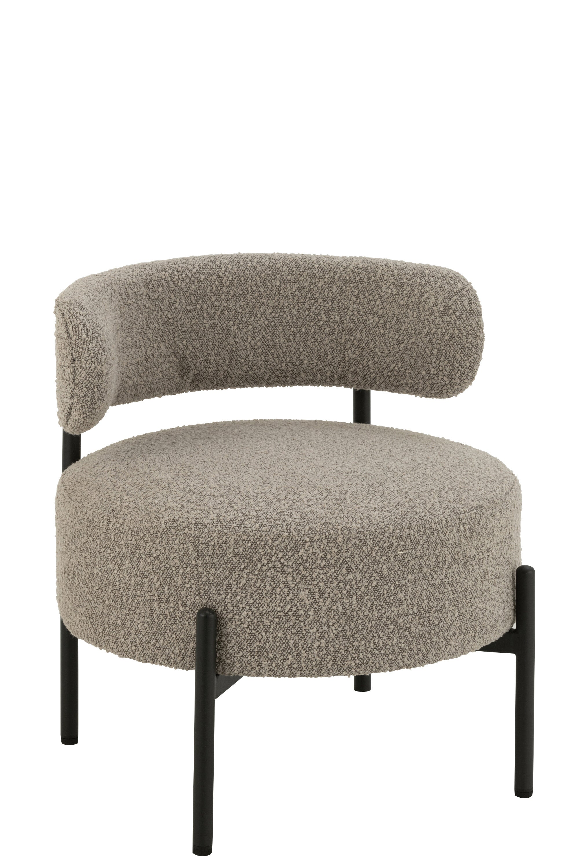 J-Line loungestoel Bouclé - multiplex polyester - grijs zwar