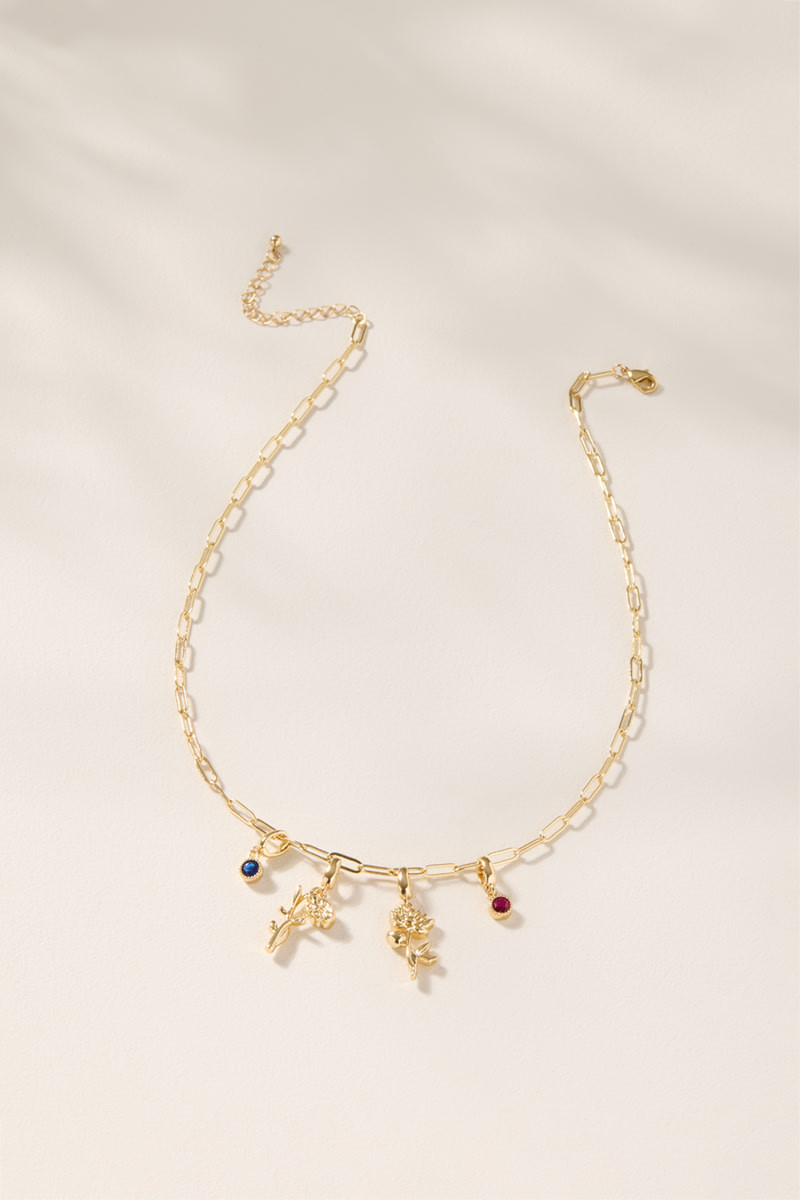 Paperclip Chain Charm Necklace Base?Gold