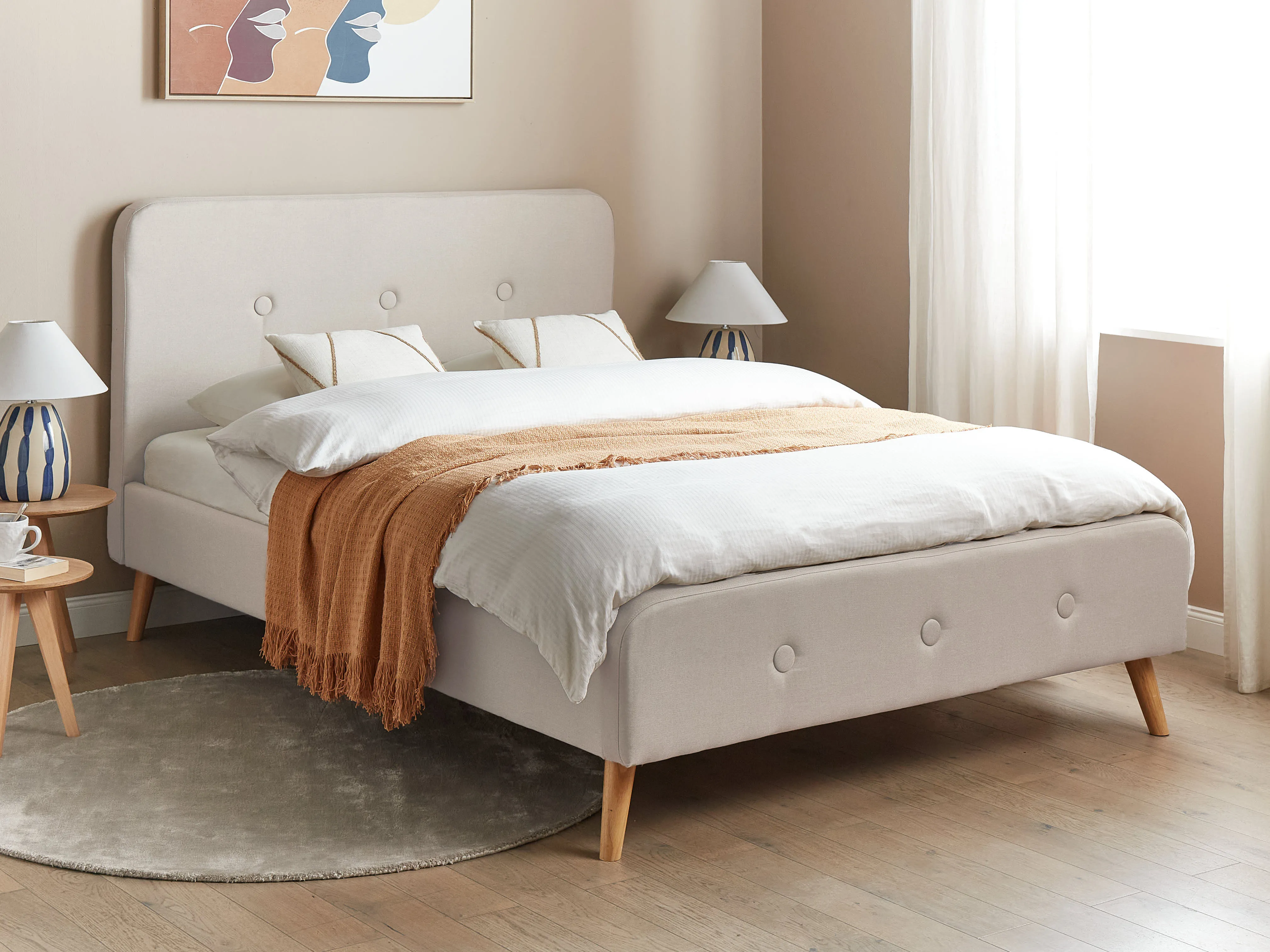 Bed Fabric RENNES 140 x 200 cm (EU Double) Light Beige