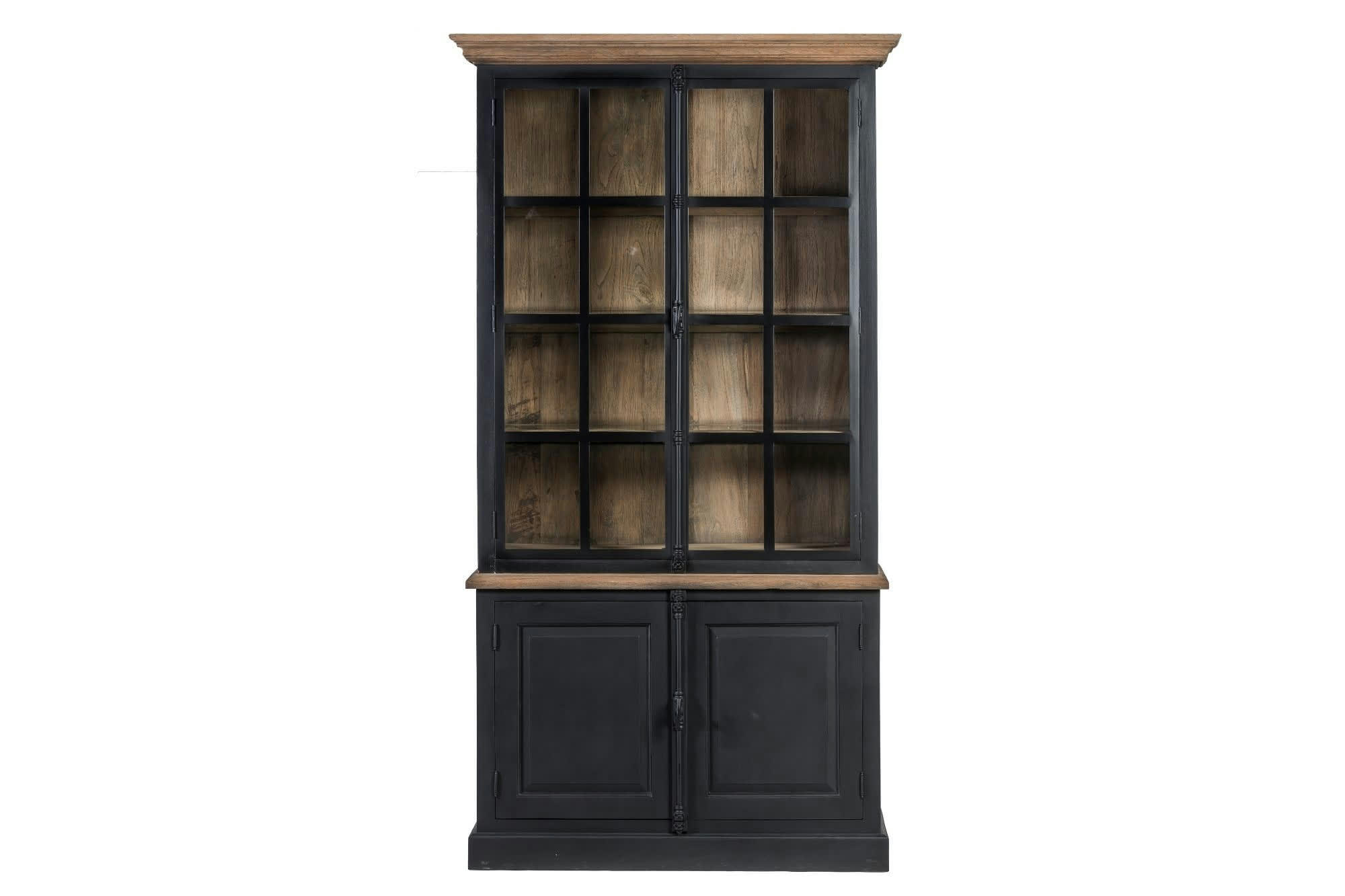 DALILA - Buffet vaisselier en bois noir 2 portes vitrées