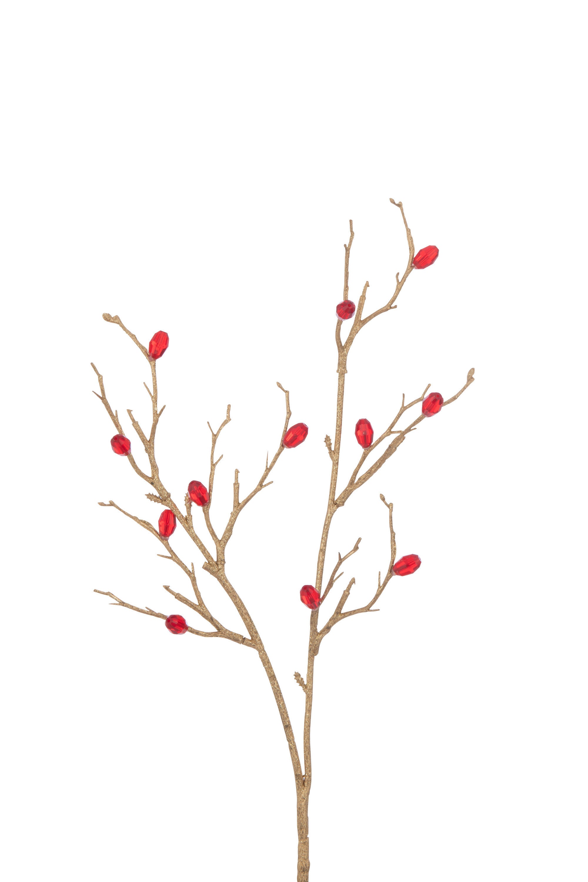 J-Line decoratie Tak Stenen - kunststof - rood goud - 24 stuks