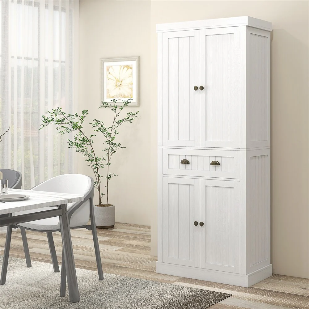 72 Farmhouse Kitchen Pantry Cabinet,Freestanding Tall Storage Cabinet