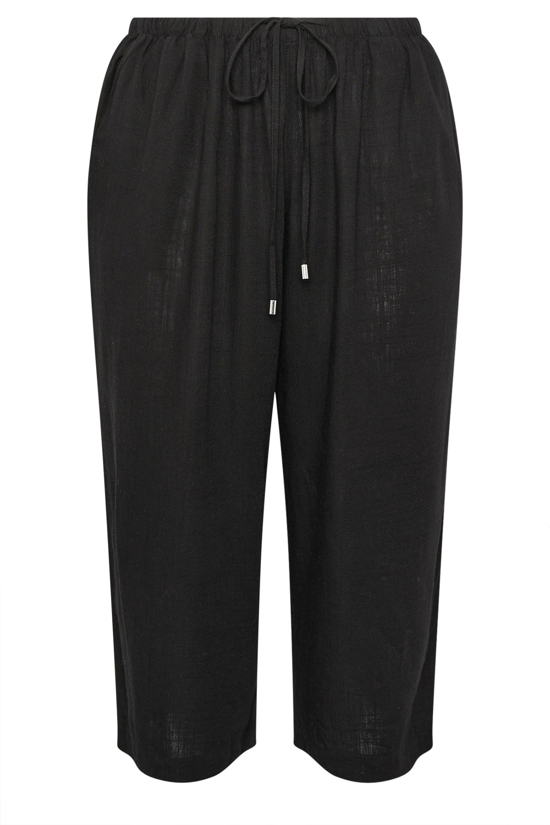 Yours Cropped Wide Leg Linen Trousers