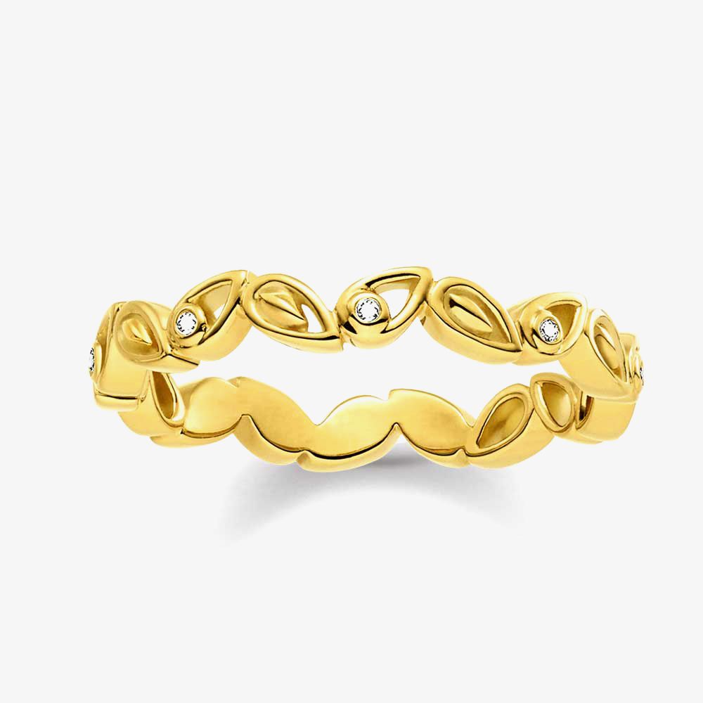 THOMAS SABO Gold Plated Diamond Leaves Ring D_TR0024-924-39-54