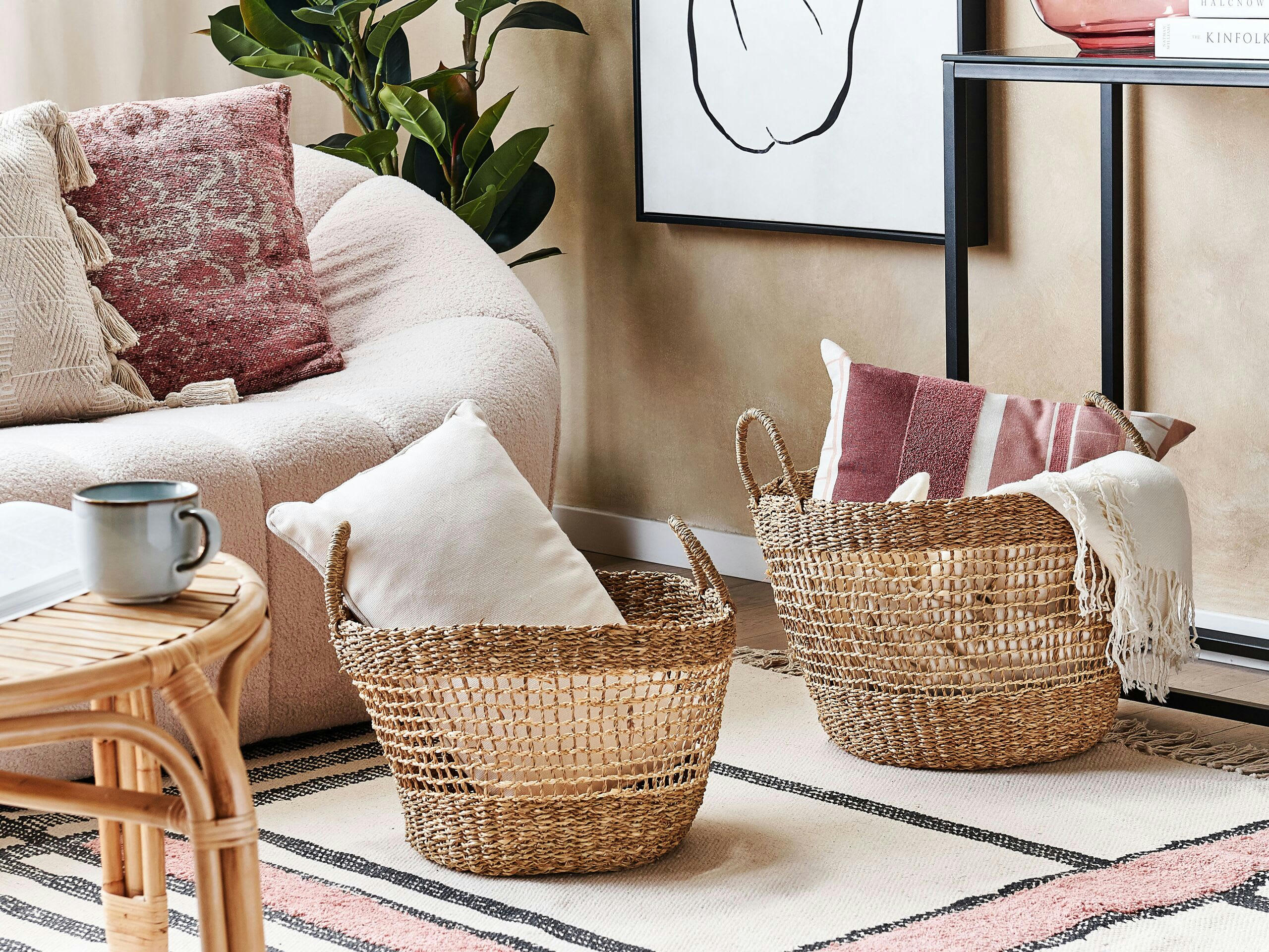 AROWANA - Lot de 2 paniers naturels en herbes marines