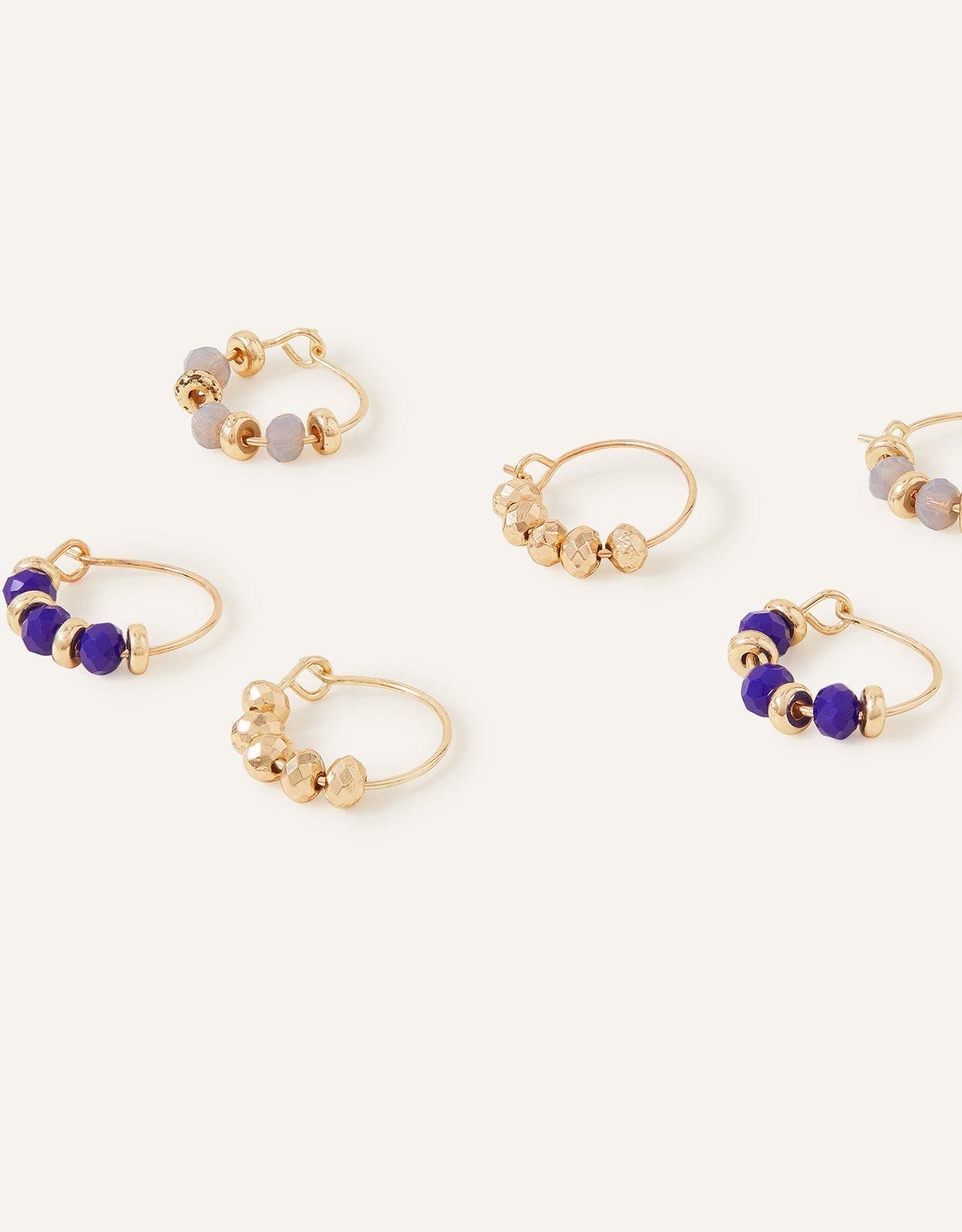 Accessorize Beaded Huggie Hoops Set of Three