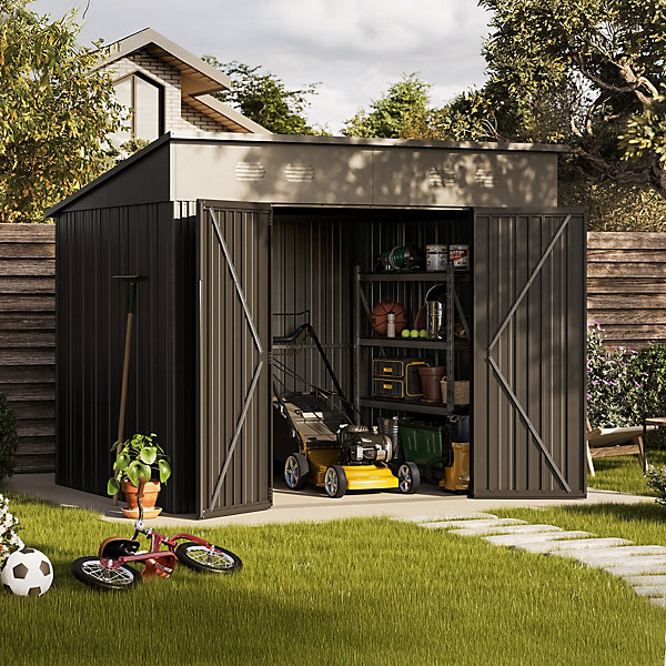 Abri de Jardin Métal Pioneer Y70 étagère et supports inclus - Structure autoportante IronCore - Serrure avec clé - 5,66m²