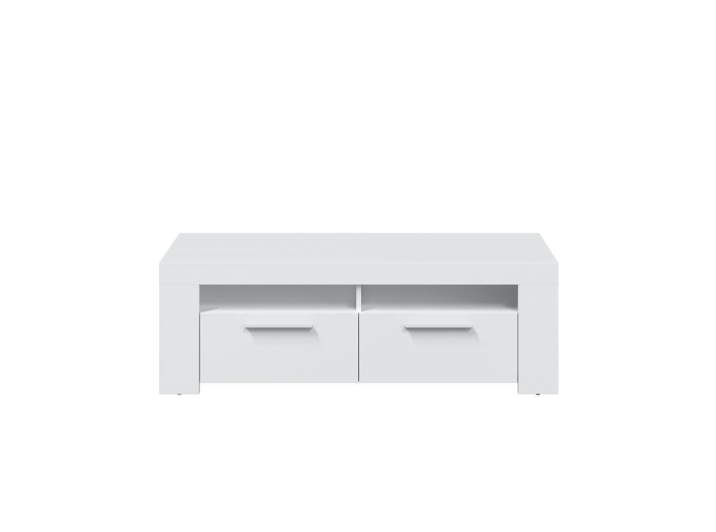 WENDY - Meuble TV blanc 2 portes et 2 niches de rangement L120cm