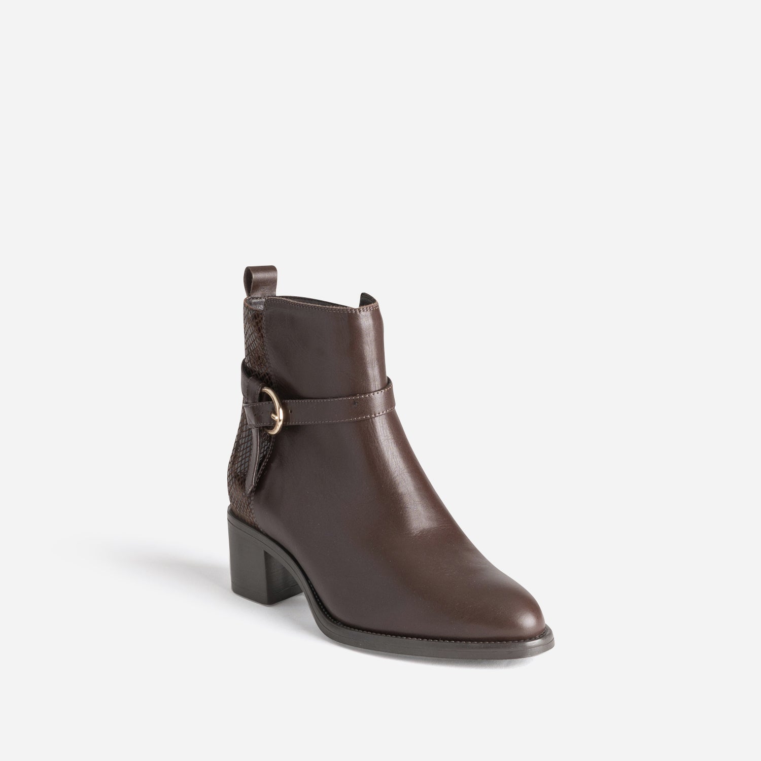 Boots marron cuir bride fantaisie