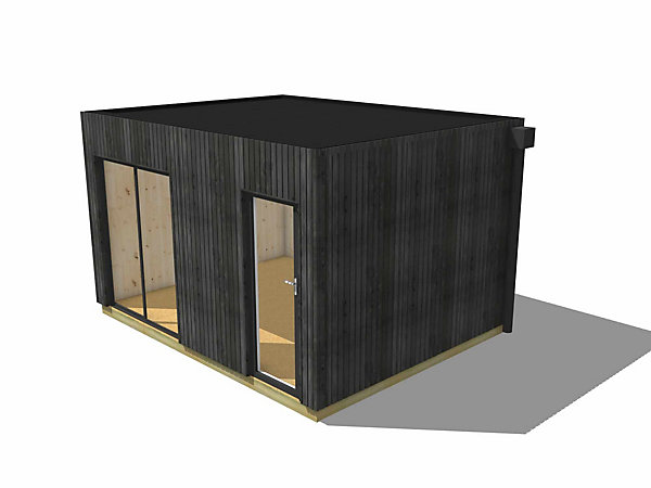 Dépendance jardin sans permis en bois 4,4 x 3,5 x 2,7 m avec plancher isolé