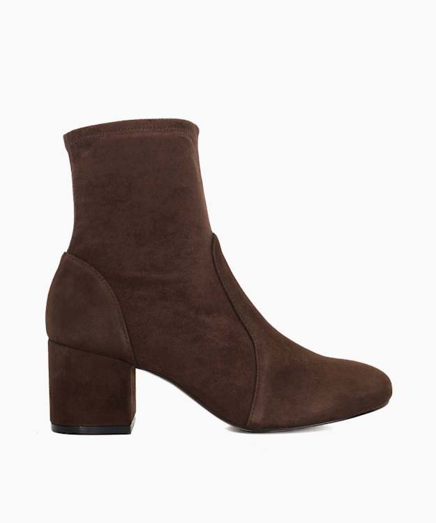 Olianna Brown - Block Heel Sock Ankle Boots