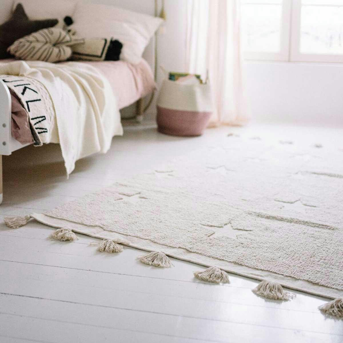 STAR - Tapis coton motif star beige 120x175cm