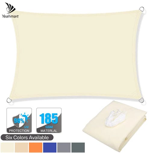 NNEOBA Rectangular Sunshade Sail UV Block Waterproof Canopy (Beige)