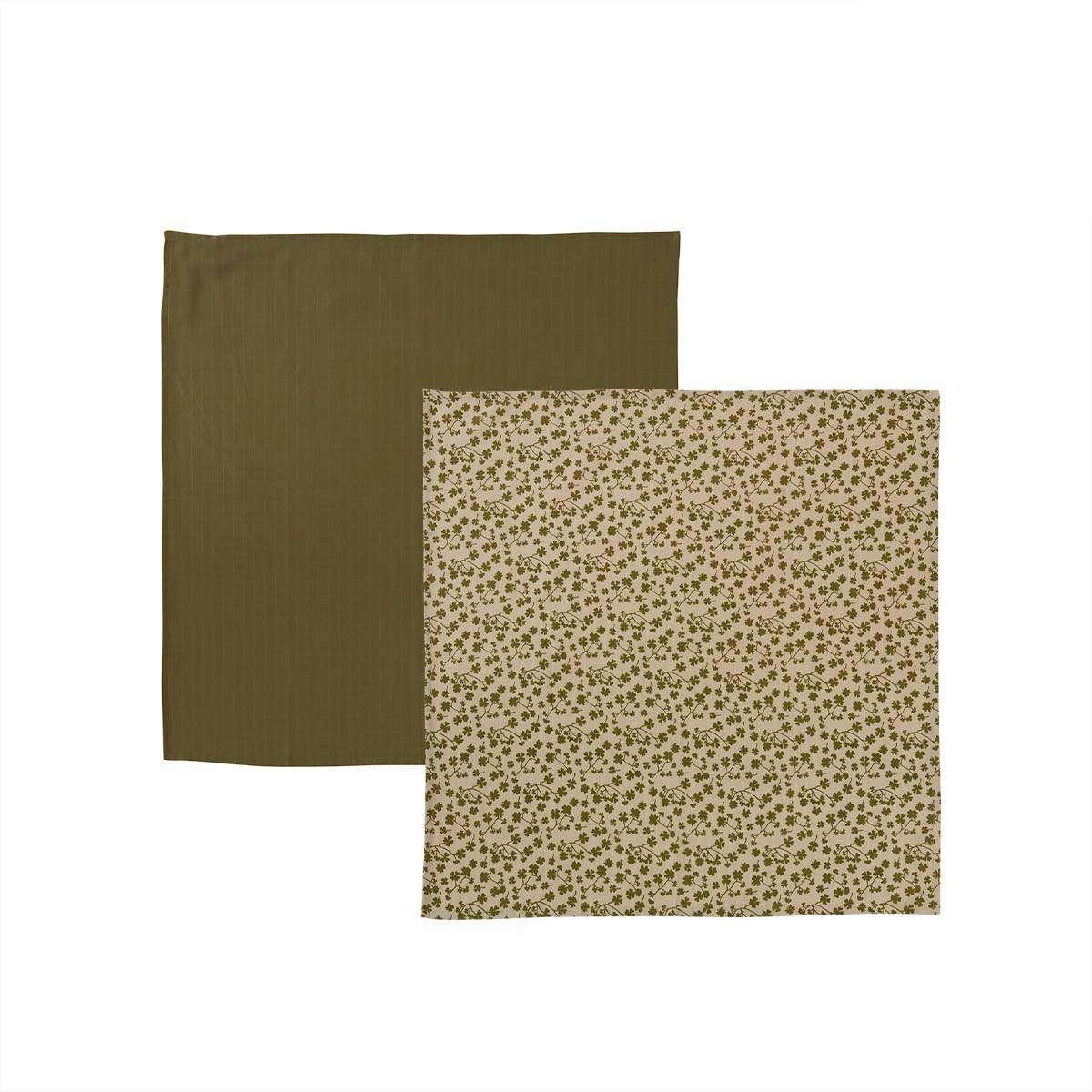 IRO - Lot de 2 torchons vert en coton organique h70x70cm