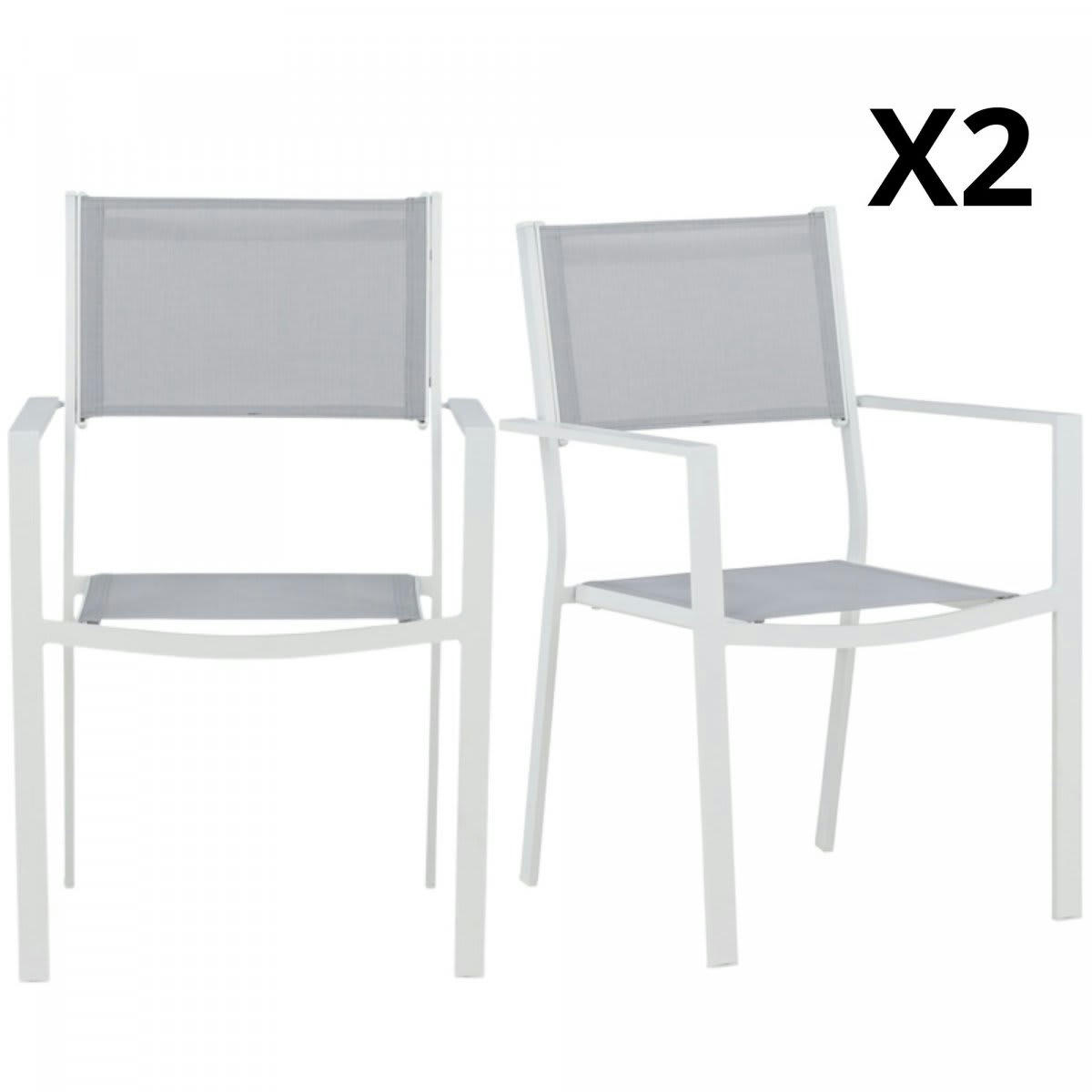 COCOA - Lot de 2 chaises de jardin modernes gris