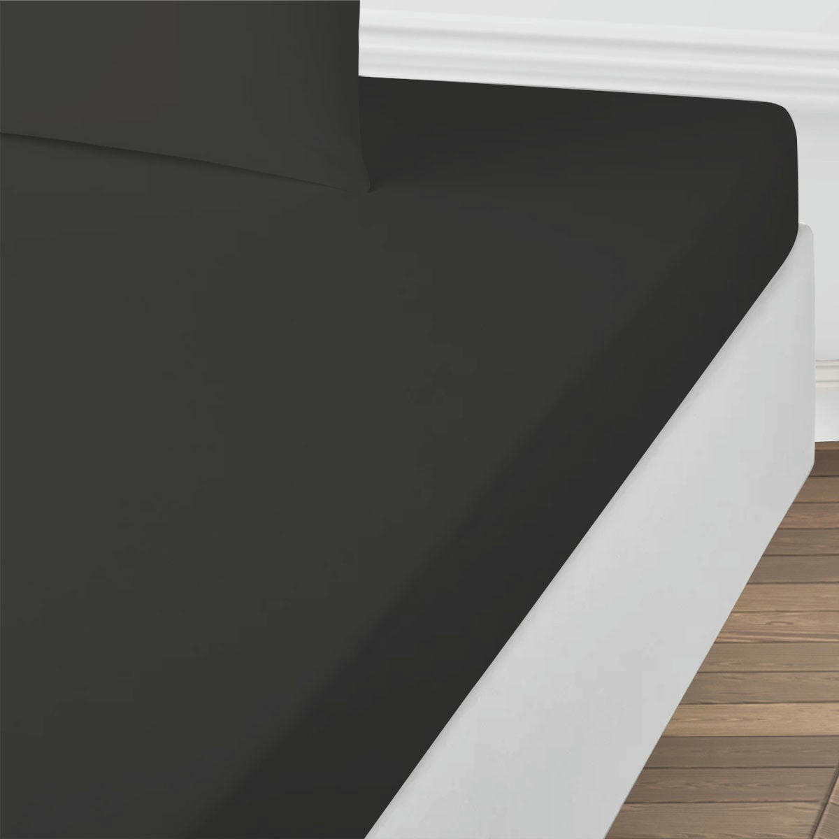 ESSENTIEL - Drap housse coton  uni anthracite 160x200cm