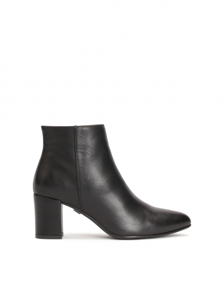 Black leather heeled boots