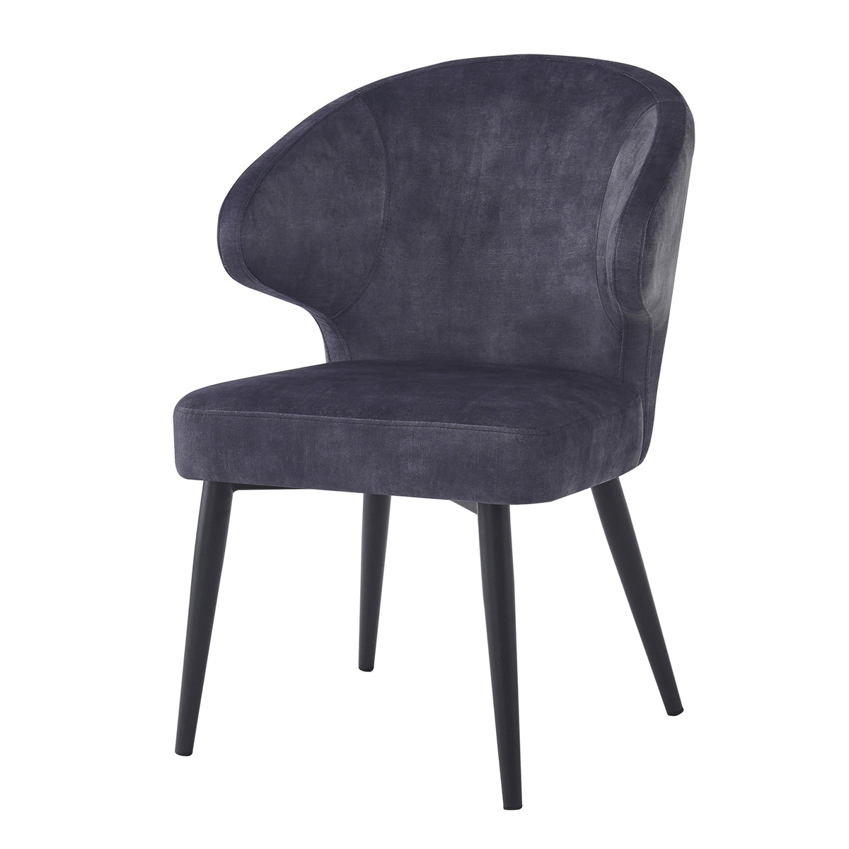 Livingfurn eetkamerstoel Donna - Velvet - Antraciet - 2 stuks
