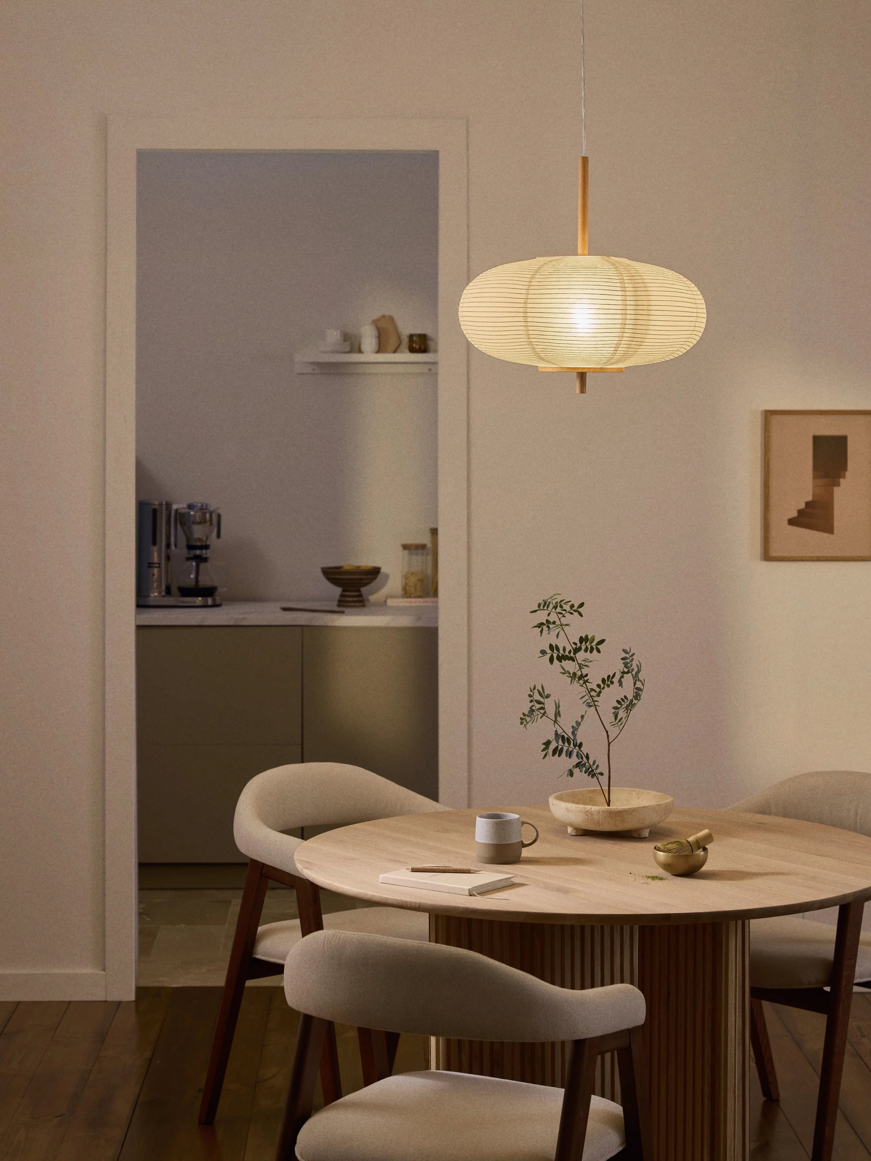 Design-Pendelleuchte Misaki aus Reispapier