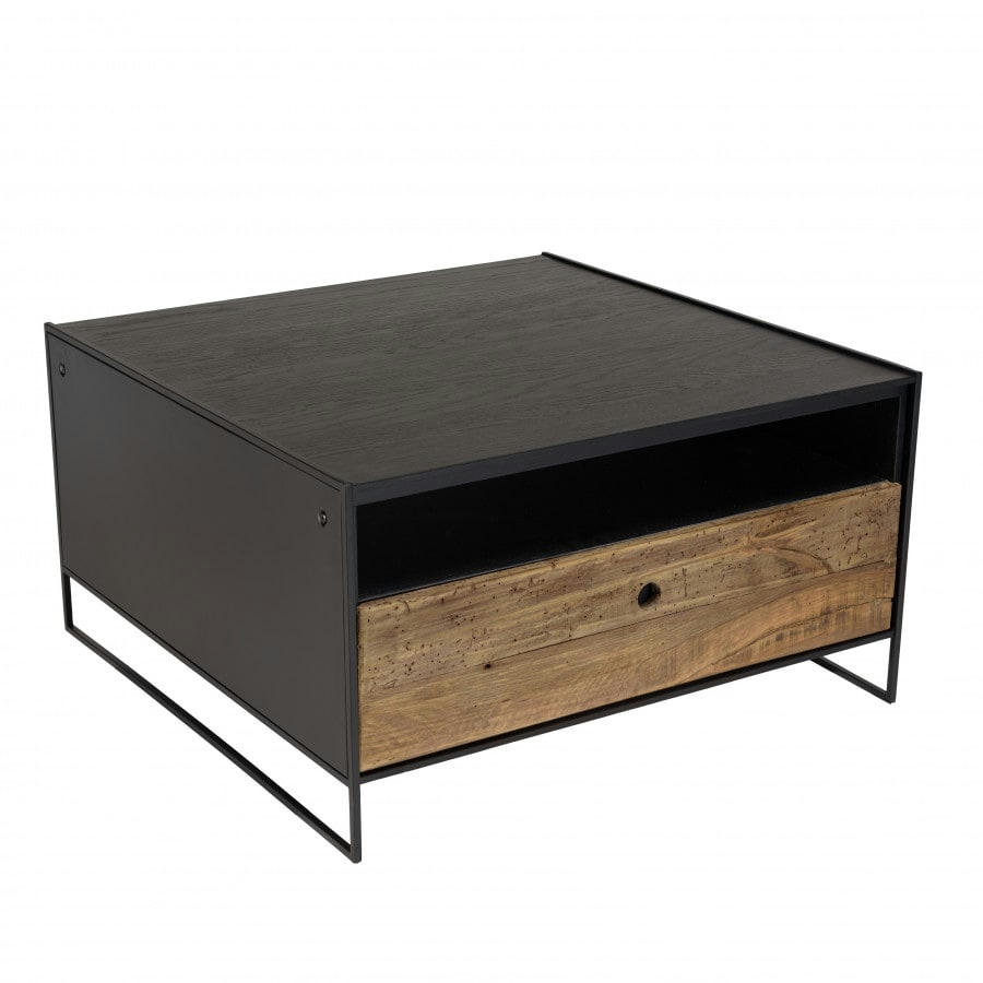 ANDREA - Table basse rectangle pin recyclé 80x80