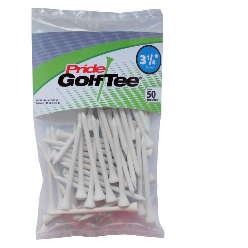 Pride Biodegradable Hardwood Golf Tee, 3-1/4-in, 50-pk, White